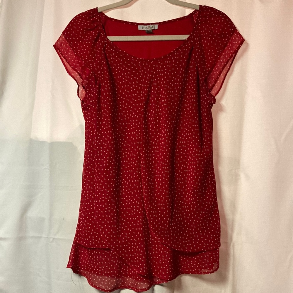 Roz & Ali blouse layered petals flow size M 28” long